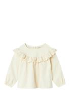 Nmfsaku Ls Loose Emb Top 2511-Ku S Lil Tops Blouses & Tunics Beige Lil'Atelier