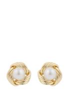 Soap Pearl Knot Ear G/White - Accessories Jewellery Earrings Studs Gold SNÖ Of Sweden