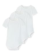 Nbnbody 3P Ss Solid White 4 Noos Bodies Short-sleeved White Name It