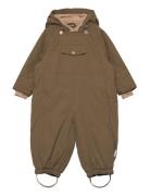 Wisti Fleece Lined Snowsuit. Grs Outerwear Coveralls Snow-ski Coveralls & Sets Khaki Green MINI A TURE