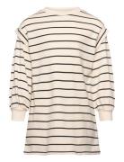 Striped Cotton Dress Dresses & Skirts Dresses Casual Dresses Long-sleeved Casual Dresses Beige Mango