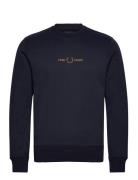 Embroidered Sweatsh Tops Sweatshirts & Hoodies Sweatshirts Navy Fred Perry