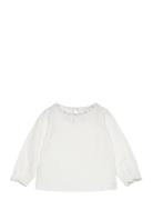 Contrast Detail T-Shirt Tops T-shirts Long-sleeved T-Skjorte White Mango