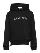 Institutional Logo Hoodie Tops Sweatshirts & Hoodies Hoodies Black Calvin Klein