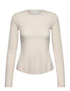 Micro-Rib Long Sleeve Sport Women Sport Clothing Sports Tops & T-shirts Sport Long Sleeve Tops Beige New Balance