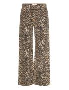 Leopard-Print High-Waist Straight-Fit Jeans Bottoms Jeans Straight-regular Brown Mango