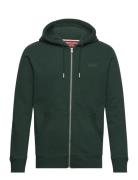 Essential Logo Zip Hoodie Tops Sweatshirts & Hoodies Hoodies Khaki Green Superdry