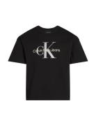 Monologo Glitter Ss T-Shirt Tops T-Kortærmet Skjorte Black Calvin Klein