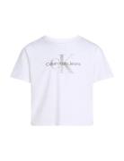 Monologo Glitter Ss T-Shirt Tops T-Kortærmet Skjorte White Calvin Klein