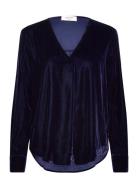 Aomi Shirt Tops Blouses Long-sleeved Navy Rosemunde