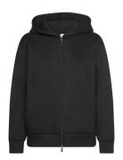 Viscose Bonded Ck Emb Zip Hoodie Tops Sweatshirts & Hoodies Hoodies Black Calvin Klein