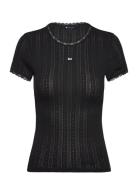 Tjw Slim Pointelle Rib Tee Tops T-shirts & Tops Short-sleeved Black Tommy Jeans