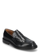 Slhcarter Leather Low Penny Loafer Loafers Flade Sko Black Selected Homme