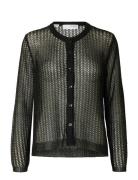 Slfsadie Metallic Ls Knit Cardigan Tops Knitwear Cardigans Black Selected Femme