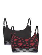 Twin Bralette Design Lingerie Bras & Tops Soft Bras Bralette Black HUGO