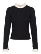 Melody Pleated Bow Ls Top Tops Knitwear Jumpers Black French Connection