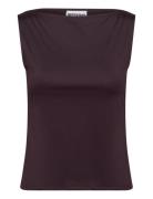 Boatneck Sleeveless Top Tops T-shirts & Tops Sleeveless Burgundy Weekday