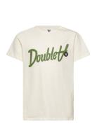 Ola Kids Script & Badge T-Shirt Tops T-Kortærmet Skjorte Cream Double A By Wood Wood