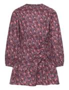 Ruched Floral Dress Dresses & Skirts Dresses Casual Dresses Long-sleeved Casual Dresses Multi/patterned Mango