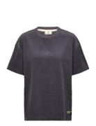 Akvillads Corduroy S/S Tee Tops T-shirts & Tops Short-sleeved Navy Anerkjendt