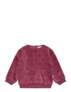 Sweatshirt Ls Aop Velour Tops Sweatshirts & Hoodies Sweatshirts Pink Minymo