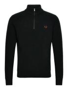 Textured Half Zip Jmpr Tops Knitwear Half Zip Jumpers Black Fred Perry