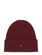 The Flag Twisted Yarn Beanie Accessories Headwear Beanies Burgundy Tommy Hilfiger