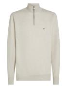 Essential Fleece 1/4 Zip Tops Knitwear Half Zip Jumpers Cream Tommy Hilfiger