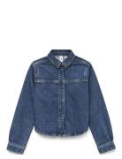 Vmhayden Ls Bow Denim Shirt Ra3040 Girl Tops Shirts Long-sleeved Shirts Blue Vero Moda Girl