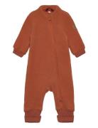 Wool Suit W Rib Outerwear Fleece Outerwear Fleece Coveralls Orange Mikk-line