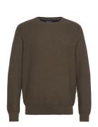 Textured Cotton Crewneck Sweater Tops Knitwear Round Necks Green Polo Ralph Lauren