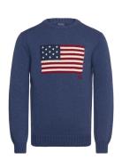 The Iconic Flag Sweater Tops Knitwear Round Necks Blue Polo Ralph Lauren