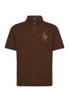 Classic Fit Leather-Pony Mesh Polo Shirt Tops Polos Short-sleeved Brown Polo Ralph Lauren