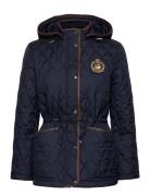 Crest-Patch Quilted Hooded Jacket Quiltet Jakke Navy Lauren Ralph Lauren