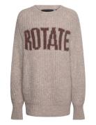 Knitted Logo Sweater Designers Knitwear Jumpers Beige ROTATE Birger Christensen