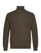 Mesh-Knit Cotton Quarter-Zip Sweater Tops Knitwear Half Zip Jumpers Brown Polo Ralph Lauren