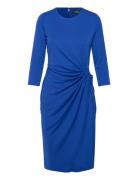 Twist-Front Stretch Jersey Dress Knælang Kjole Blue Lauren Ralph Lauren