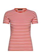 Striped Stretch Cotton Crewneck Tee Tops T-shirts & Tops Short-sleeved Red Lauren Ralph Lauren