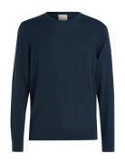 Superior Wool Crew Neck Sweater Tops Knitwear Round Necks Navy Calvin Klein