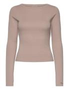 Ease Ribbed Long Sleeve Top Sport T-shirts & Tops Long-sleeved Beige Aim´n