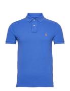 Slim Fit Mesh Polo Shirt Tops Polos Short-sleeved Blue Polo Ralph Lauren