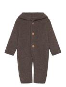 Pram Suit Pixie Wool Fleece Outerwear Fleece Outerwear Fleece Coveralls Brown Huttelihut