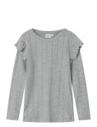 Nmfjulia Ls Slim Top Noos Tops T-shirts Long-sleeved T-Skjorte Grey Name It