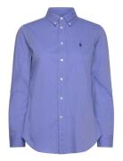 Stretch Slim Fit Cotton Shirt Tops Shirts Long-sleeved Blue Polo Ralph Lauren