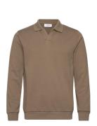 Jersey Split Neck W. Collar L/ Tops Sweatshirts & Hoodies Sweatshirts Brown Lindbergh