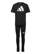 Lg Glam Set Sport Sets With Short-sleeved T-shirt Black Adidas Sportswear