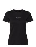 Gradient Monologo Slim Tee Tops T-shirts & Tops Short-sleeved Black Calvin Klein Jeans