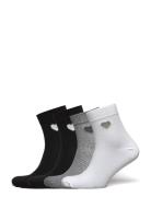 Sock High Ankle 4P Placed Hear Lingerie Socks Regular Socks Black Lindex