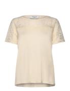 Rwbiarritz Lace Ss T-Shirt Tops T-shirts & Tops Short-sleeved Yellow Rosemunde