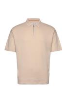 Jjtroy Knit Zip Polo Tops Knitwear Short Sleeve Knitted Polos Cream Jack & J S